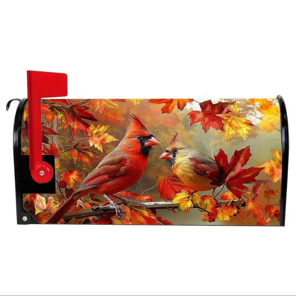 Mailbox Cover, Autumn Leaves & Cardinals, NEW, Fall Theme